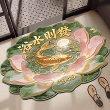 中式锦鲤入户门硅藻泥地垫家用浴室卫生间吸水快干脚垫易打理地垫
