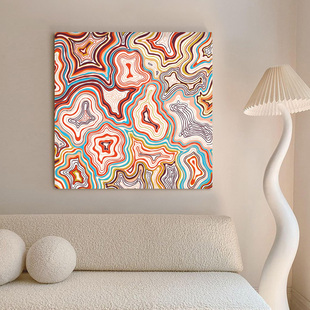 Modern Minimalist Living Room Nordic Wabi-Sabi Style Pure Hand-Painted Texture Abstract Art Three-Dimensional Square Decorative Oil Painting