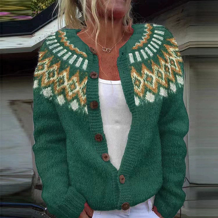 Этно- knitted sweater, cardigan, jacket, city style, European style, ethnic style, wish