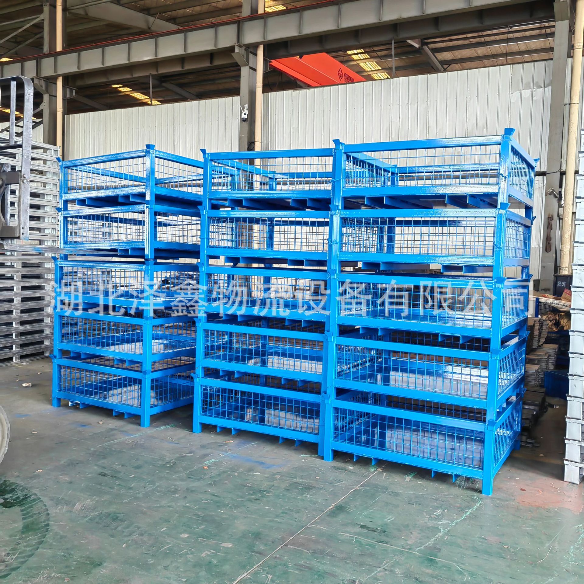长方形金属周转箱 蓝色冷轧钢水果蔬菜零售周转筐现货物流周转箱