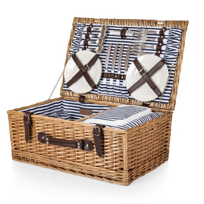 Cestas de picnic de caña personalizadas canasta de regalo con cubiertos canasta de frutas de aislamiento de viento pastoral al aire libre canasta de picnic de sauce