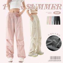 杰克传洋男装美式伞兵裤男防水夏季潮牌宽松薄款速干青年休闲裤女