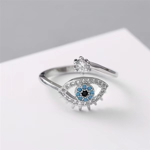 Devil'S Eye Pattern Women'S Gender Casual Simple Style Devil's Eye Copper Gold Plated Zircon Open Ring In Bulk