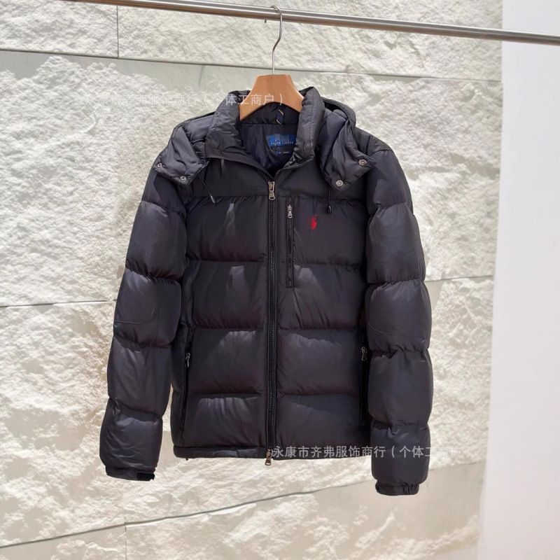跨境高版拉夫小马刺绣加厚防风防水保暖棉服男女款可拆卸连帽外套|undefined