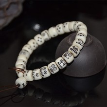 天然老料牦牛骨藏式文玩DIY配珠108颗佛珠手工打磨雕刻阿呆手串