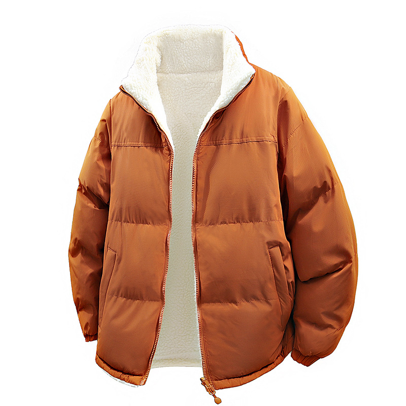 Unisex Cotton Padded Jacket Lamb Wool Winter Coat For Cold Weather_voghion.com