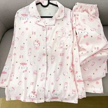 外贸跨境网红直播韩版云朵棉睡衣女春秋季长袖简约休闲家居服套装