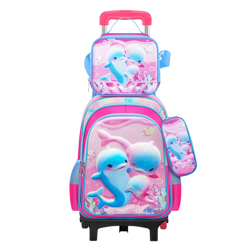 Nuevo tipo de bolsas de tirón de tres piezas de dibujos animados unicornio para niños mochila de espalda de gran capacidad para hombres