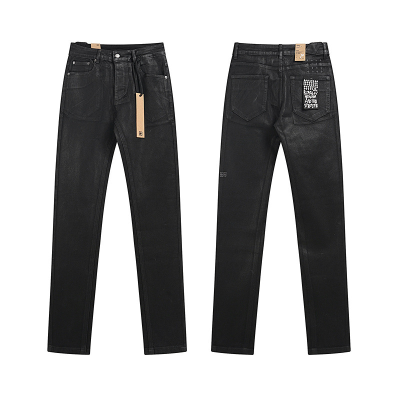 外贸高品质KSUBI &AMIRI Jeans牛仔裤高街破洞补丁弹力直筒长裤男|undefined