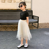 Set, summer clothing, short sleeve T-shirt for leisure, cute children's skirt, 2023, western style