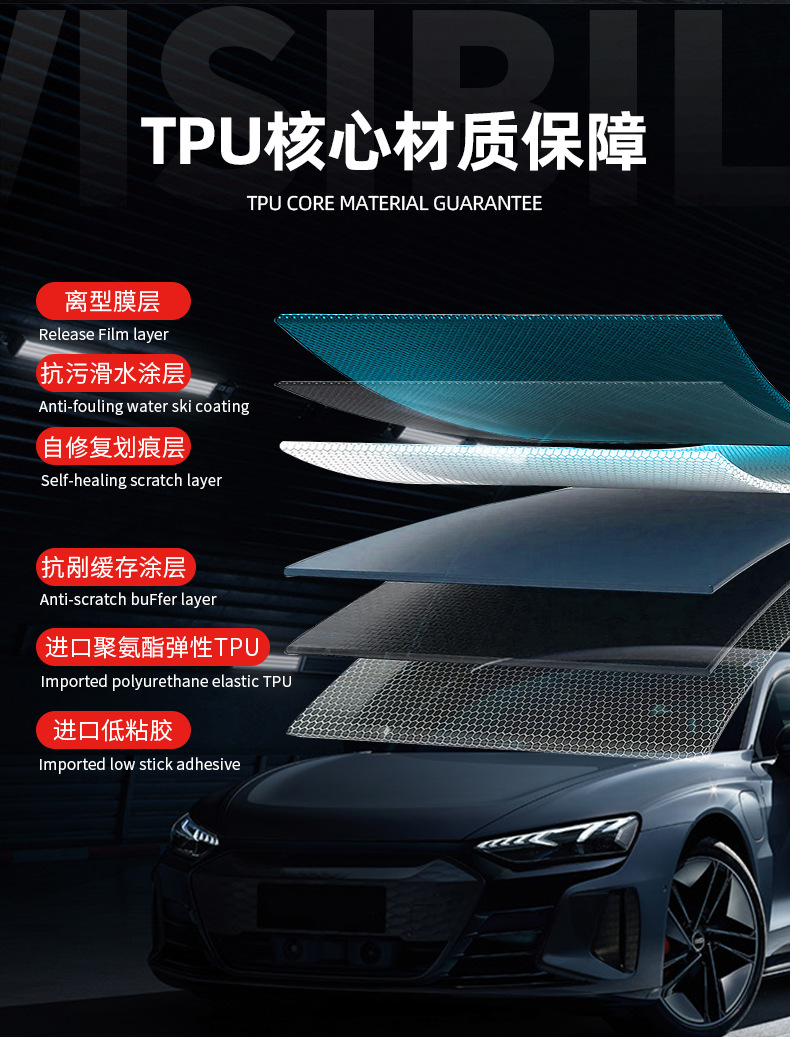 Car invisible car clothing TPU repair whole car paint scratch-resistant TPU transparent protective film paint protective film