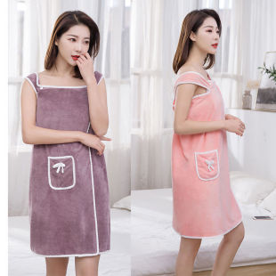 Thickened bath skirt factory wholesale wearable bath towel female adult sling bath skirt coral fleece soft absorbent bath skirt wholesale