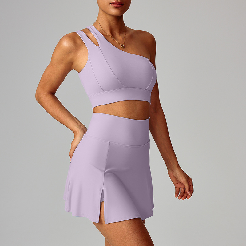 Bra de hombro inclinado transfronterizo trajes de yoga para mujeres trajes de fitness casuales para correr trajes deportivos para mujeres 6358