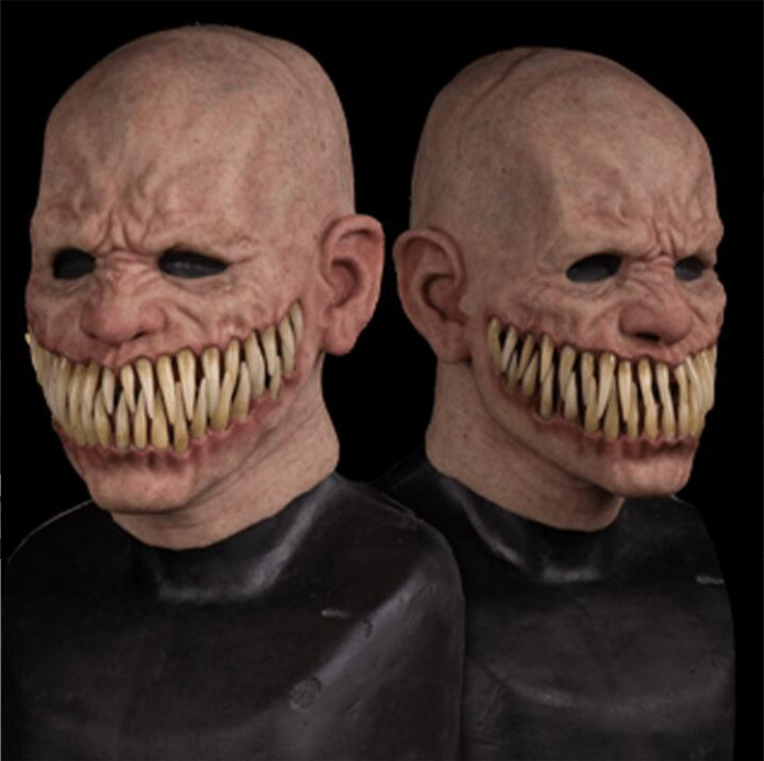 裂牙恶魔“跟踪者”恐怖恶魔乳胶万圣节面具长款恐怖咧牙魔鬼面具