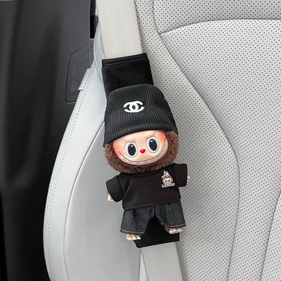 Sürətlər qutusu və əl tormozu başlıqları Protective Covers, a Pair - black-set-oreo-themed-seatbelt-shoulder-pad