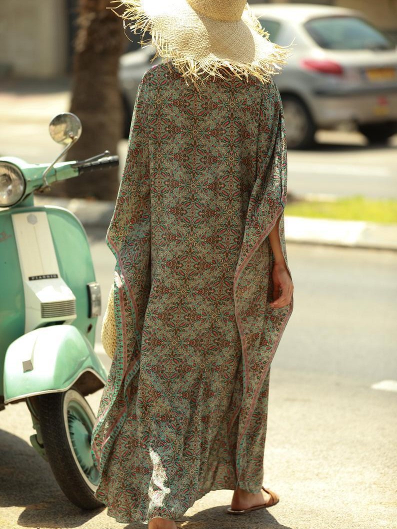 Transfronterizos Europa y América impresa túnica de playa blusa de vacaciones suelta vestido largo trajes de baño de playa bikini exterior 5D08