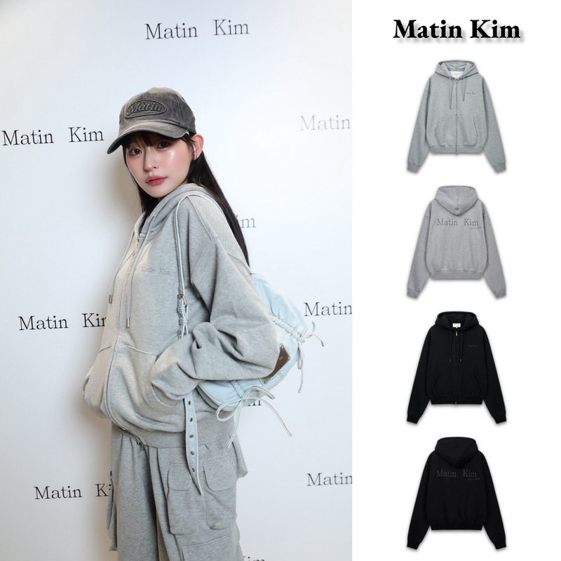 [In Stock] Korean matin kim hooded letter sweatshirt, new style, unisex, zip-up jacket for autumn