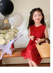 Girls dress summer new style girls retro vest dress chiffon skirt for children and middle-aged children dropshipping