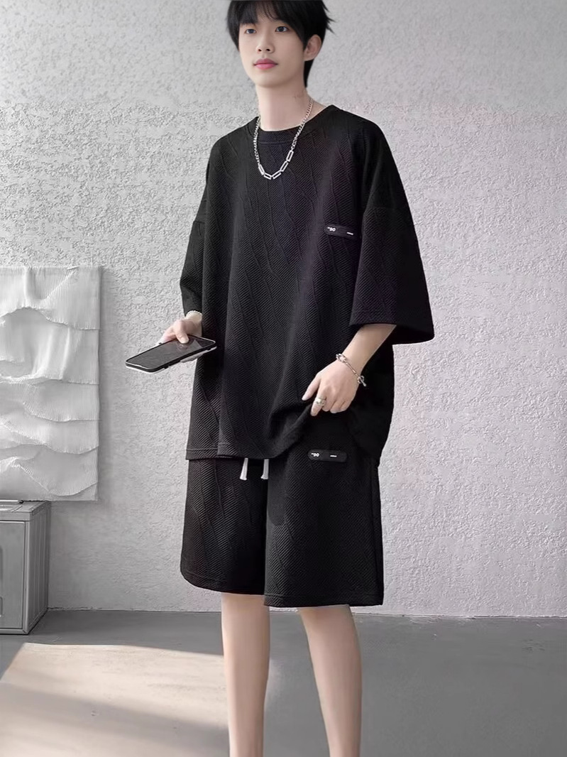 Camisas menos ropa deportiva set hombre de verano mangas cortas camisetas de baloncesto pantalones cortos casuales de dos piezas set de tendencia coreana