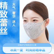 新口罩时尚蕾丝口罩女可反复水洗棉滤片立体石墨烯显小脸防晒口罩