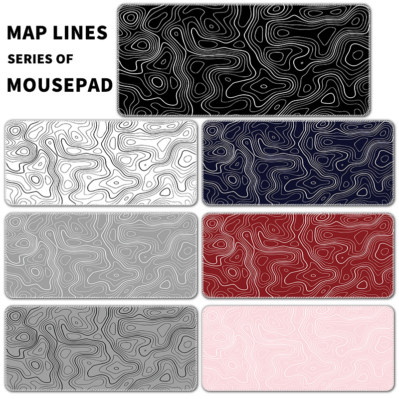Simple blanco y negro alfombrilla de ratón línea terreno geográfico de gran tamaño teclado pad internet café Oficina aprendizaje e-sports escritorio pad