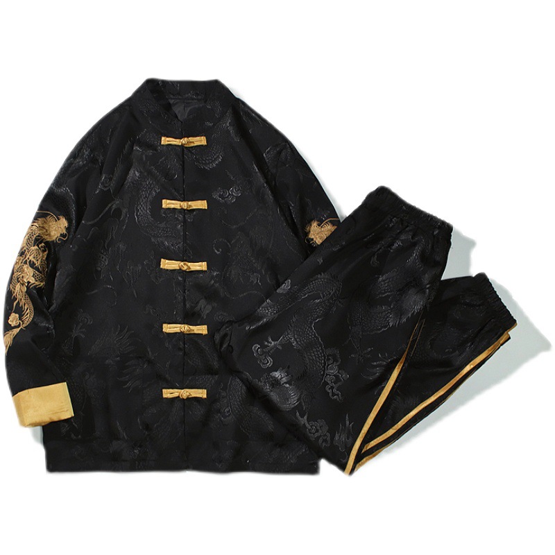 2021 primavera y verano nuevos hombres bordados hanfu estilo chino hebilla Tang traje retro suelto traje de hombre al por mayor