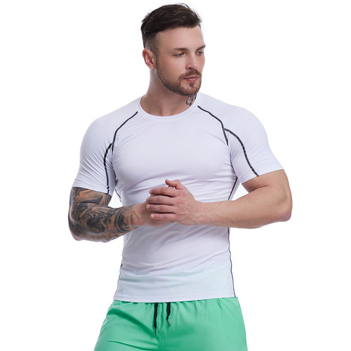 Cross-border sports rapid-drying T-shirt for men high elasticity heavy sweating PRO tight-fitting basketball training sports fitness clothing summer
