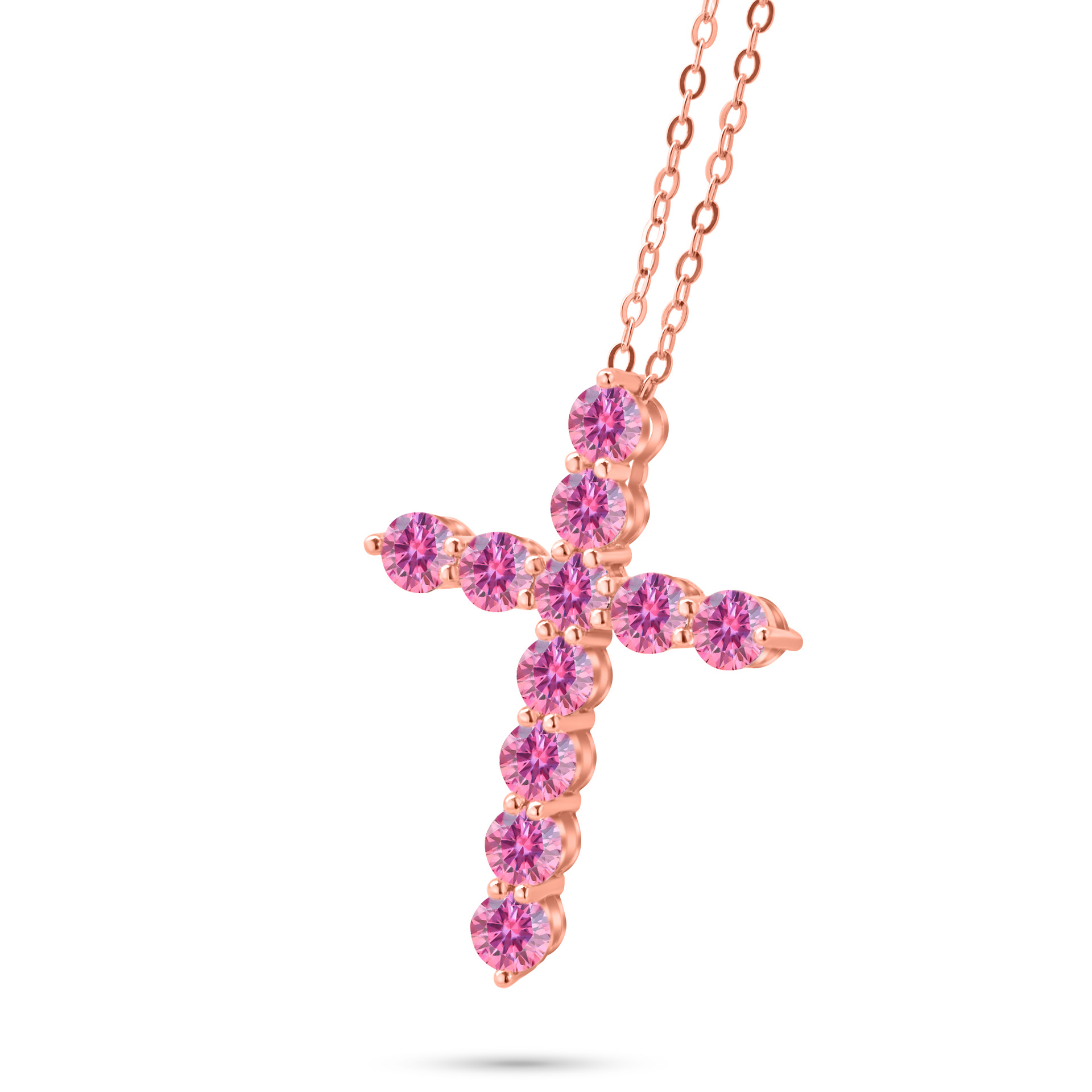 3mm - 4mm collar de cruz de color azul de piedra de mozanita de plata esterlina de lujo ligero collar clavícula colgante de cruz