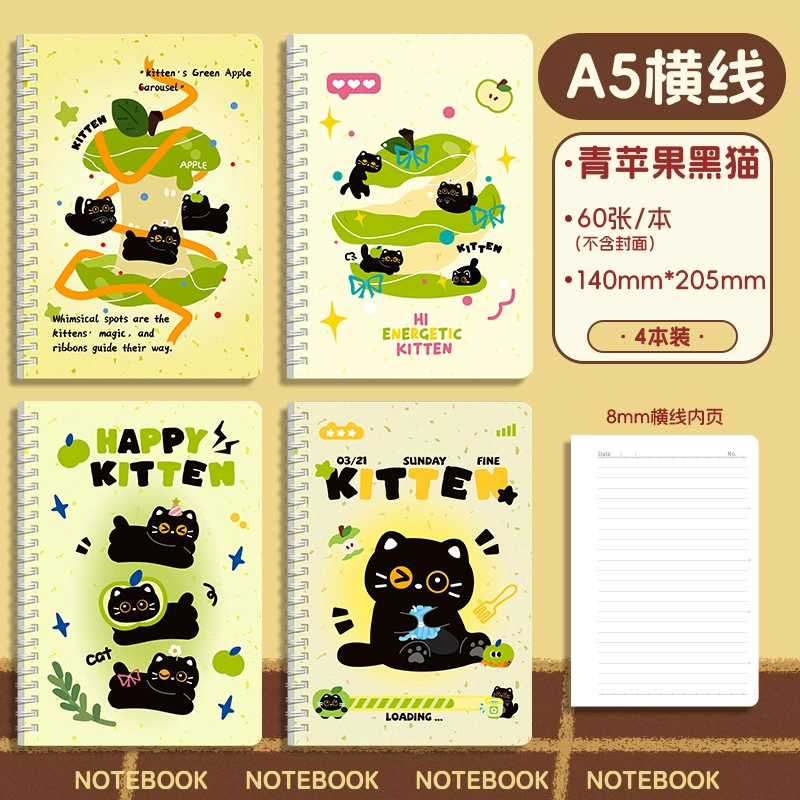 Spiral Notebook A5 & B5, Waterproof Cartoon Covers, Thick Pages for Elementary Students