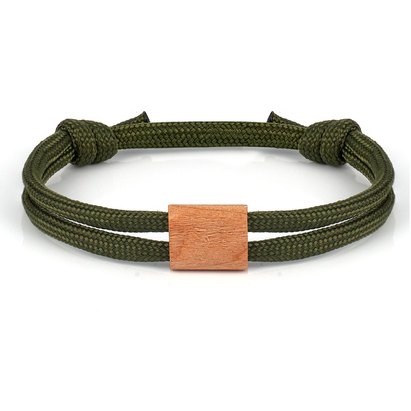 Adjustable Nylon Rope Bracelet with Laser-Engraved Wooden Buckle, Camouflage Paracord Milan Rope Bracelet, Wooden Buckle Paracord Bracelet