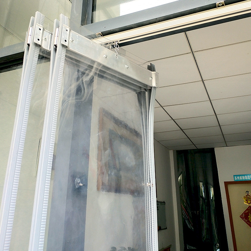Cortina de puerta plegable corrediza, tienda de parabrisas de aire acondicionado, cortina de partición suave de plástico transparente autoescorvante magnética comercial para el hogar