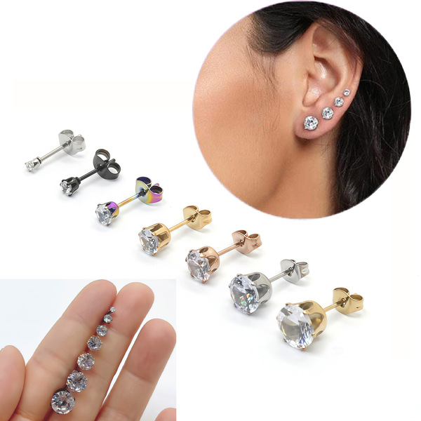 earrings stainless steel with zircon