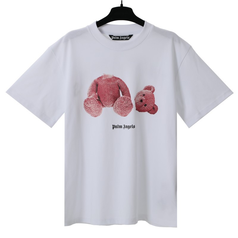 Versión correcta pa marca de moda oso roto manga corta palmera High Street ins oso de peluche tiburón hombres y mujeres pareja camiseta
