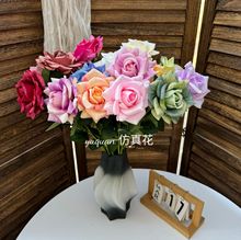 仿真单只钻石玫瑰婚庆假花花艺客厅摆设插花摆件仿生花束拍照摆件