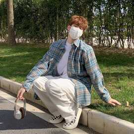 美式复古格子衬衫外套男女春季款潮牌撞色宽松情侣休闲百搭衬衣