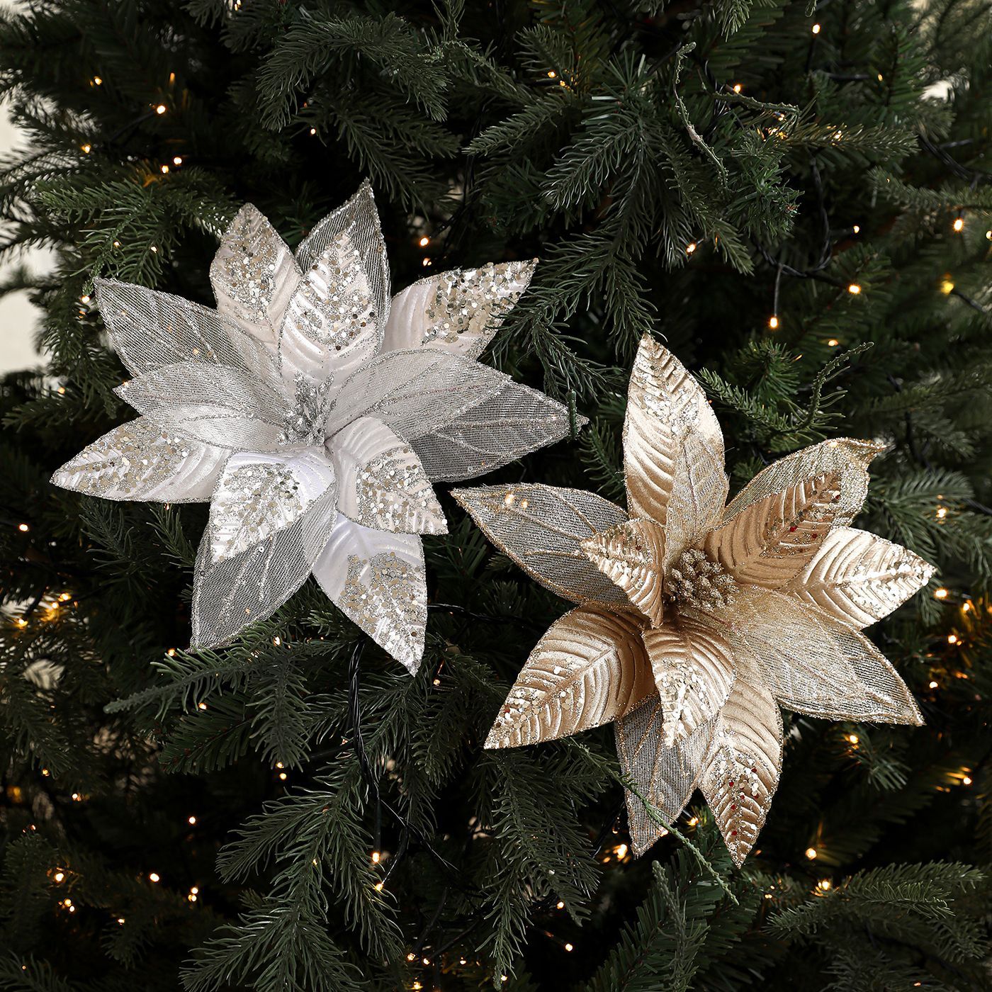 29CM tela flor de imitación de sequela hilo de malla flor de Navidad decoración floral decoración de guirlandas de Navidad