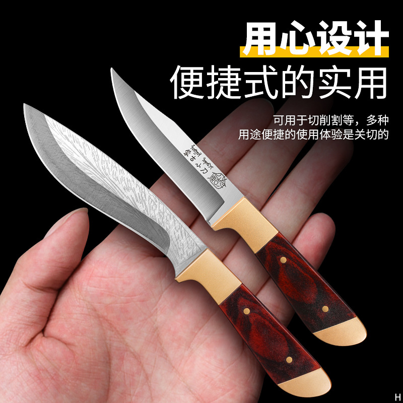 Cuchillo mongol cuchillo de madera de color doble cabeza de bronce mango cuchillo de carne cuchillo de frutas casero cuchillo de corte de carne cuchillo de barbacoa de campamento al aire libre image 3
