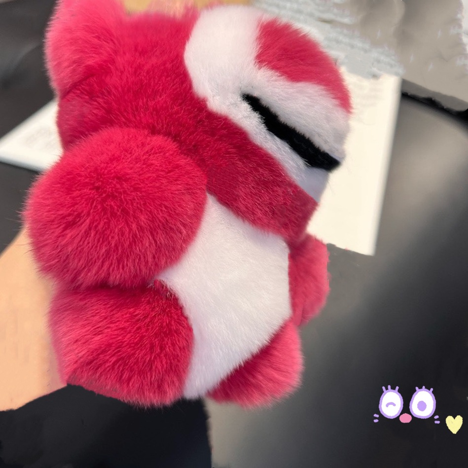 Real piel de conejo Rex fresa oso coche llavero colgante ins Internet celebridad felpa moda muñeca mochila bolsa adornos regalo