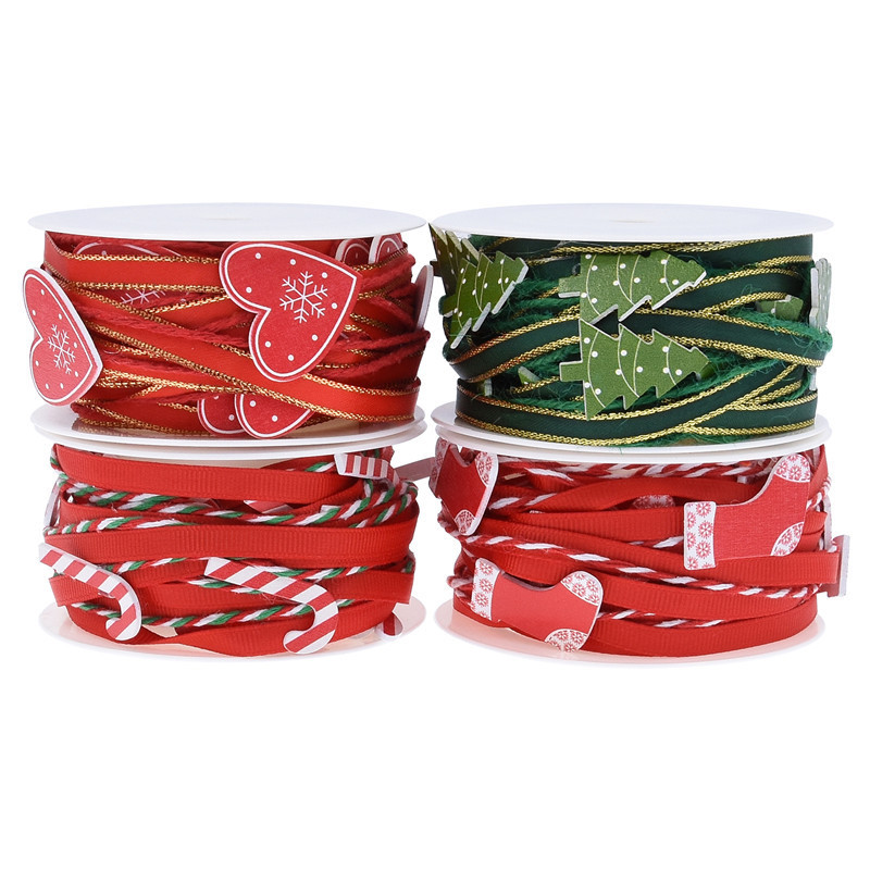 Transfronterizo Amazon nueva cinta decorativa hecha a mano Navidad DIY muleta calcetines árbol de Navidad cinta decorativa 5 M