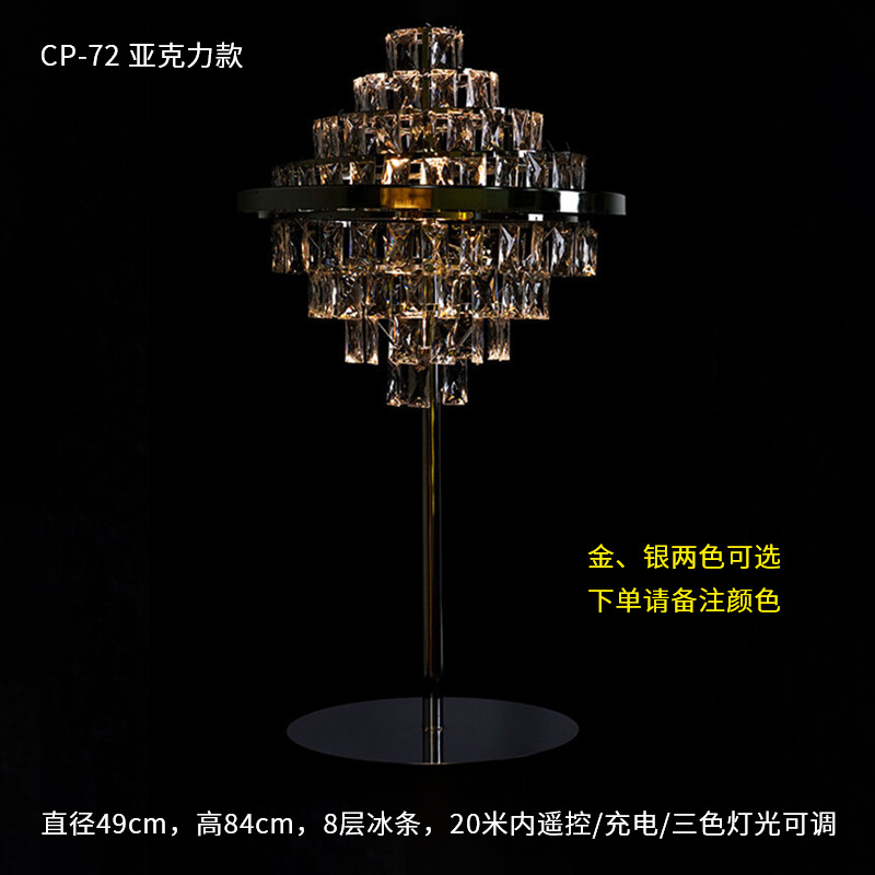 Accesorios de boda, flores de cristal, guía de carretera, postre de hierro, mesa, adornos de flores, decoración de la escena de la boda, estilo luminoso