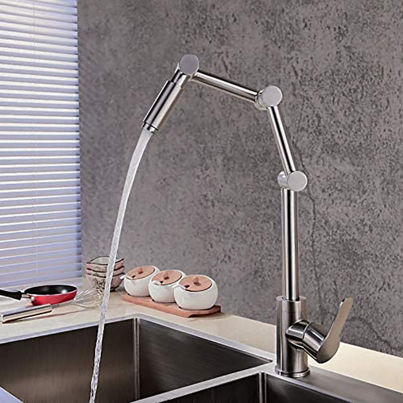 SUS304 stainless steel faucet folding kitchen faucet cold and hot water washing basin sink mixing valve faucet