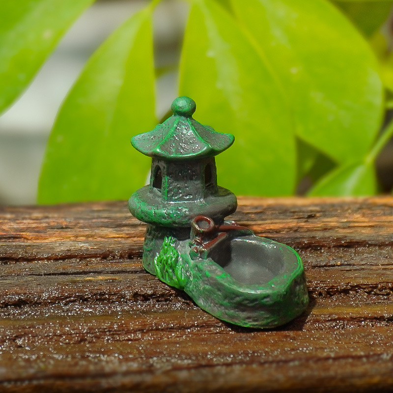 Pecera antigua, pequeña mascota lateral, paisaje de musgo, nueva piscina china, torre, edificio retro, mini decoración