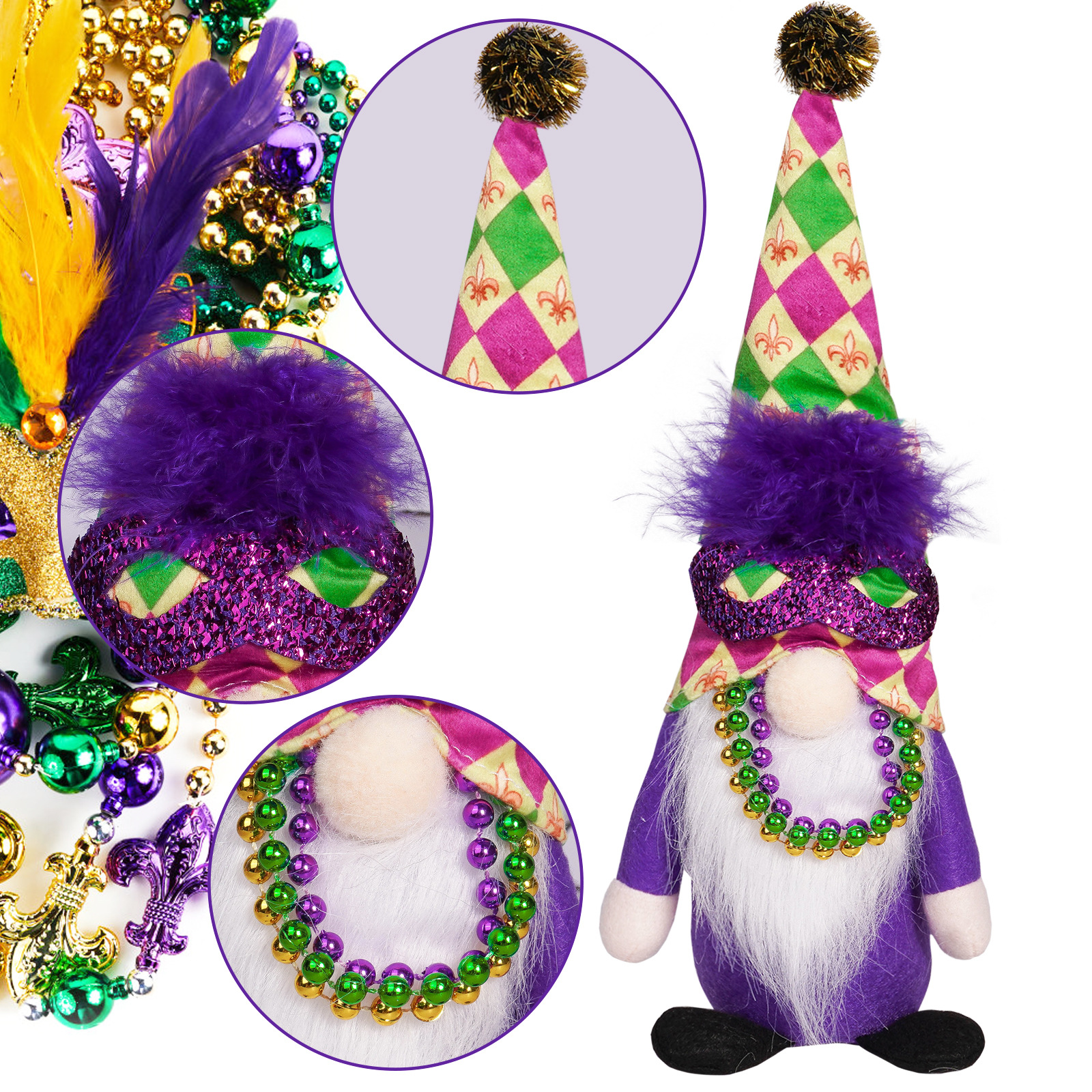 Carnaval transfronterizo sin cara anciano creativo carnaval Rudolph decoraciones festivas atmósfera decoraciones muñecas enanas