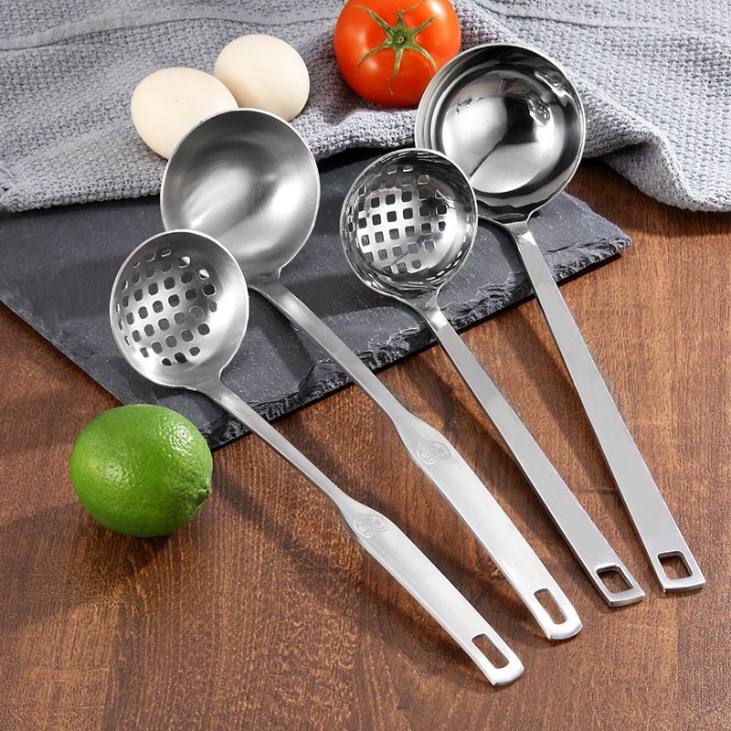 Cuchara para olla caliente de acero inoxidable con mango largo, cuchara pequeña para sopa, cuchara espumadera, cuchara para remover, cucharón para sopa, cuchara para restaurante de ollas calientes.