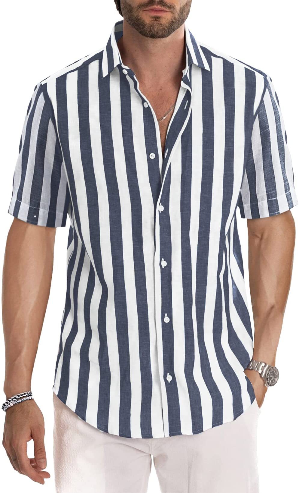 Men's Stripe Blouse Men's Clothing display picture 3