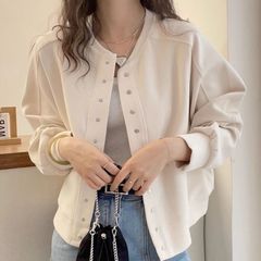 纯色宽松短款卫衣棒球服外套女2025秋季休闲小个子夹克上衣开衫潮