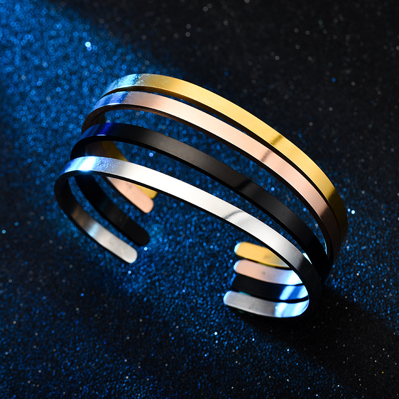 C Shape, Solid Color Pattern Casual Simple Style C Shape Solid Color Titanium Steel Polishing Plating Cuff Bracelets
