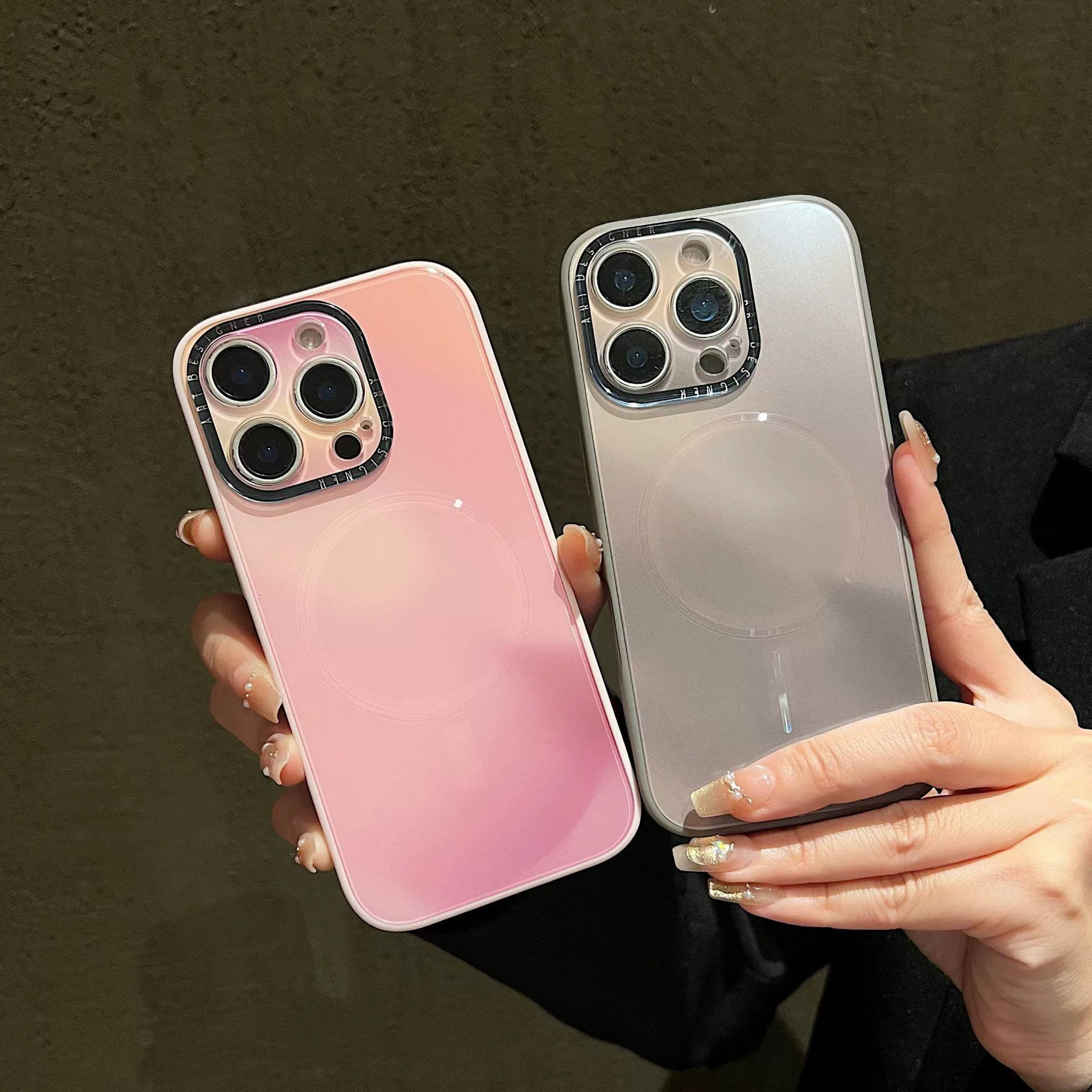 Используйте чехол для телефона Apple 16promax магнитное всасывающее кольцо градиент акварели AG матовый чехол iPhone15 14