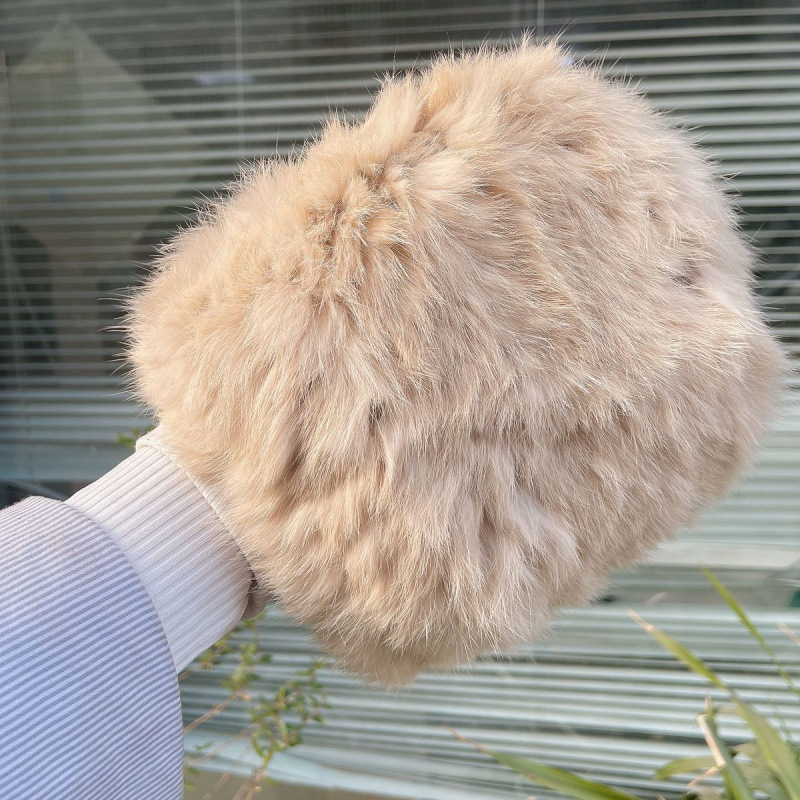 밀크셰이크 컬러 - 어린이용 겨울 토끼털 모자