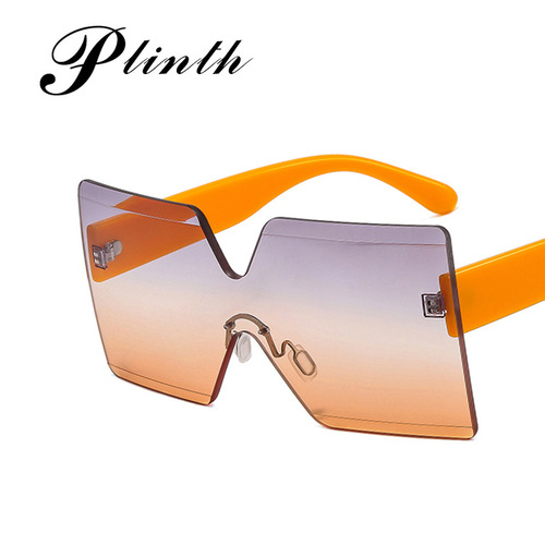  New Fashion Full Rim Sunglasses, European and American Trend, Frameless Black Sunglasses, Cross-border Fashion Eyewear, Trendy and Stylish
